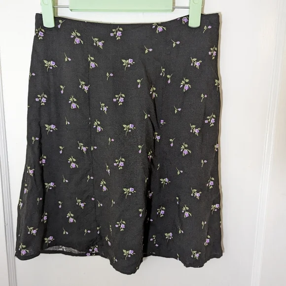 Black and purple rose vintage floral circle skirt