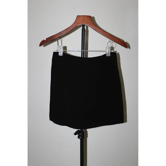 Princess Polly Black Linen Blend Mini Skirt High Waisted Size US 2 US2/AU6/EU34