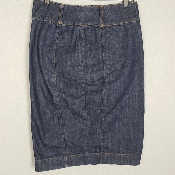 WHBM Size 8‎ Jean Pencil Skirt Dark Wash Denim Western Boho Festival Cowgirl