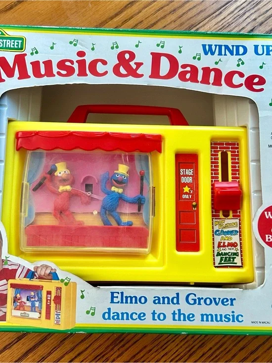 Vintage 1991 Sesame Street Elmo and Grover Wind-Up Music & Dance Toy - Works!
