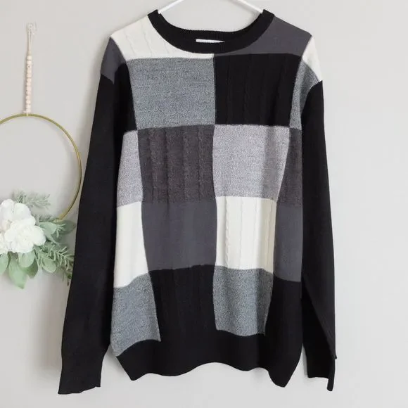 Geoffrey Beene Colorblock Long Sleeve Pullover Sweater Size XXL