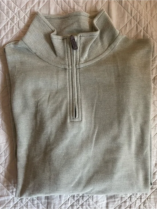 J. CREW FACTORY Performance bird's-eye quarter-zip in Heather Green Size L $110