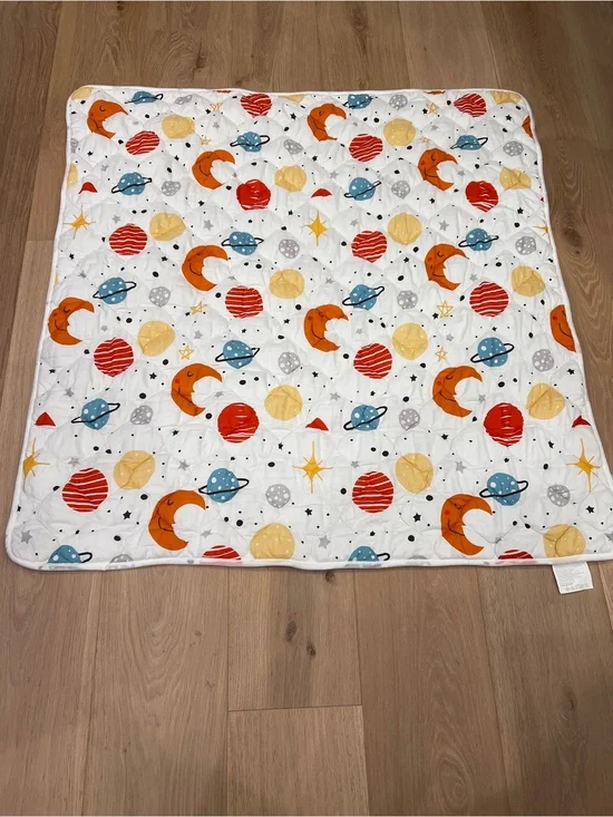 Slip Proof Baby Play Mat - Space Pattern in White, Orange, Blue, Yellow