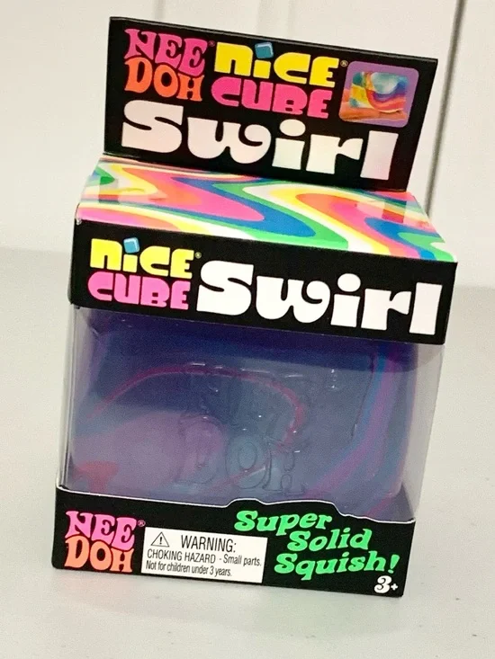 Needoh Nice Cube Swirl Squishy Toy Purple NEW SEALED NEE DOH