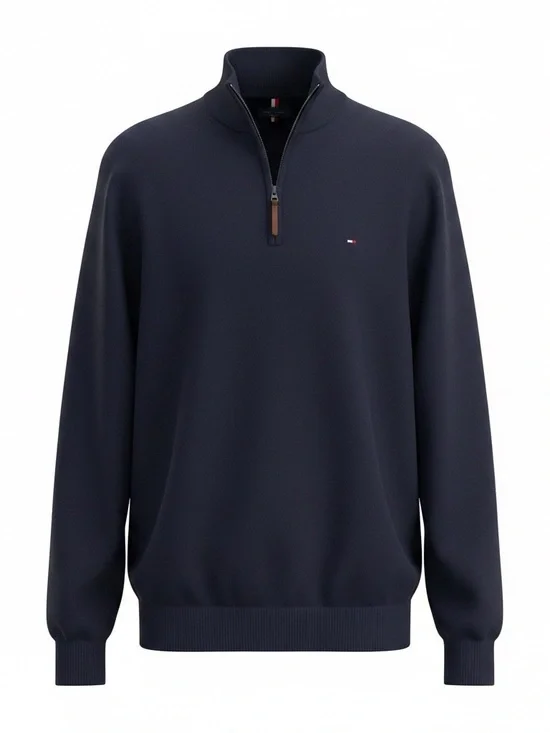 Tommy Hilfiger Men's Navy 1/4 Zip Sweater XXL Classic Preppy Heritage Coastal