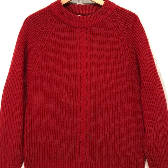 The Mens Store at Sears Red Cable Knit Acrylic Sweater XL Raglan Sleeve‎