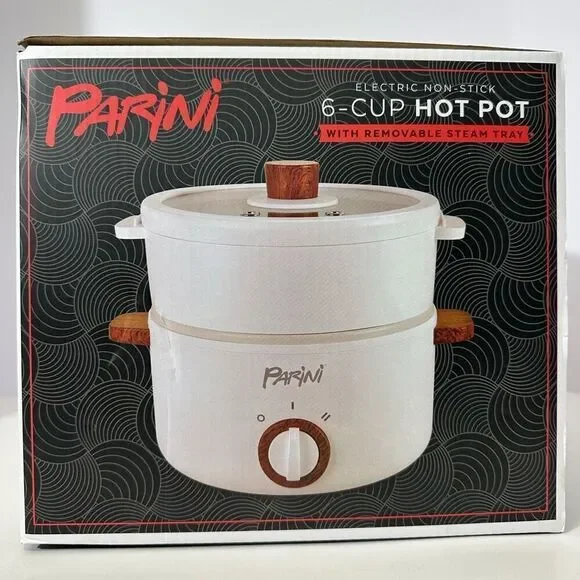 Parini 6-Cup Electric Hot Pot With Removable Steam Tray