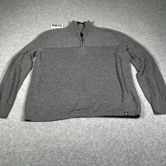 The‎ North Face Sweater Mens Large Gray Quarter Zip Cotton Pullover Mock Neck