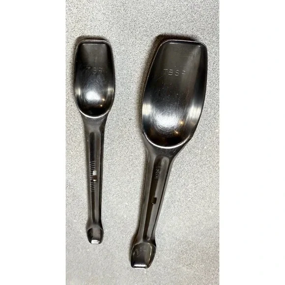 Vintage Foley Measuring Spoons Locking Nesting Double End‎ Stainless Steel Set 2