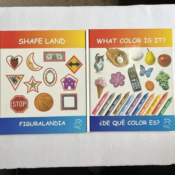 Set of 2 Bilingual Teaching Books English Spanish Shapes and Colors Hardcover