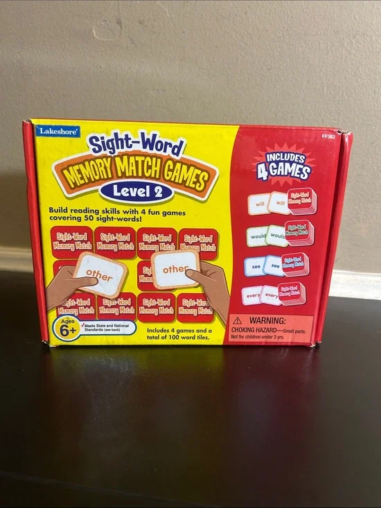 Sight-Word Memory Match Game (Level 2).