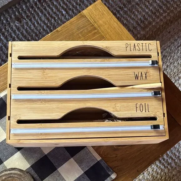 Rae Dunn like Bamboo Kitchen Wrap Organizer