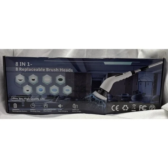 8 in 1 Electric Spin Scrubber with 8 Replaceable Brush Heads, Multi-Functional‎
