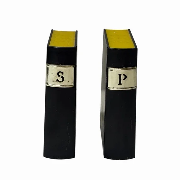Vintage Plastic Black Books Salt & Pepper Shakers Kitchy 2.75