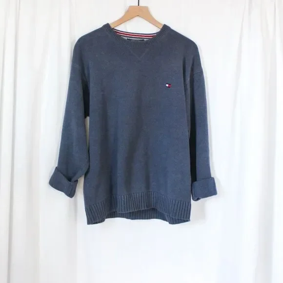 Vintage Tommy Hilfiger Heavy Knit Blue Long Sleeve Crewneck Sweater XL