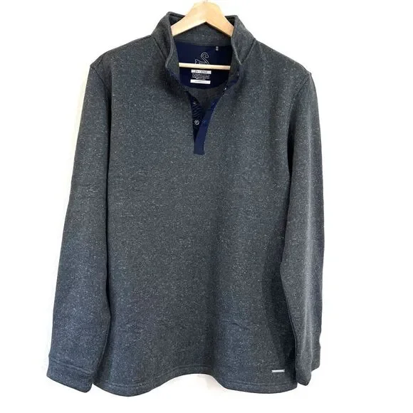 Swannies Sweater Mens 2XL Gray-Blue Wolff Fleece Pullover Long Sleeve 1/4 Snap‎