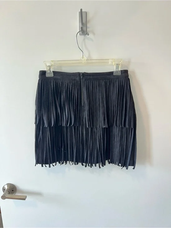 H&M Black Fringe Mini Skirt - Women's