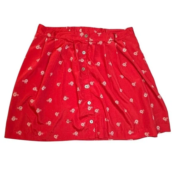Xhilaration Skirt Womens XL Red Bicycle Print A-Line Mini Button Front Clearance