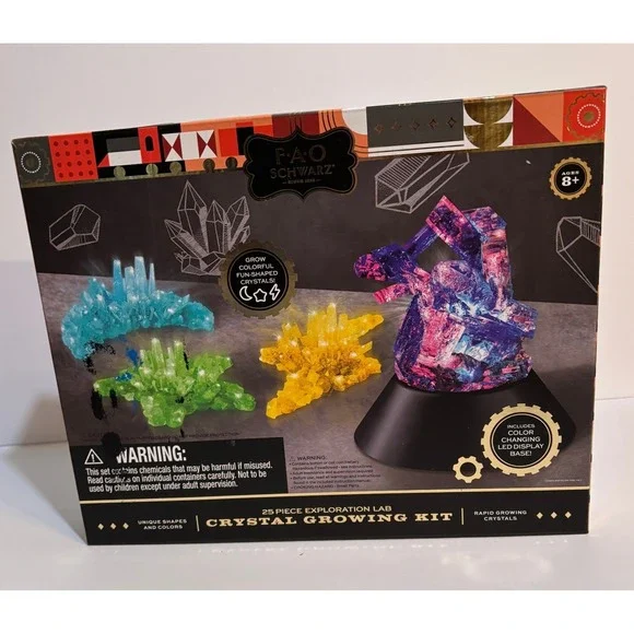 FAO Schwarz 25 Piece Exploration Lab Crystal Growing Kit LED Base 1003432