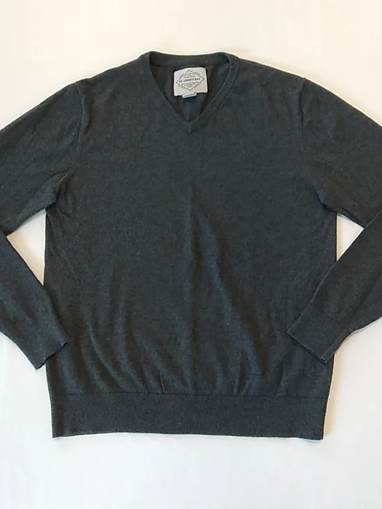St. John's Bay Cashmere/Cotton Blend Men's V-Neck Sweater - Charcoal Size Medium