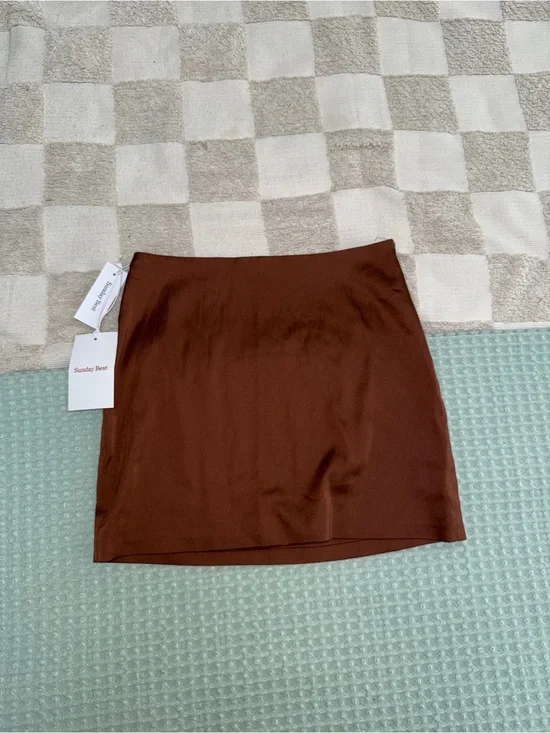 NWT Sunday Best Cognac Mini Skirt 00
