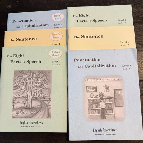 Rod and Staff English Worksheets Level 1 Grades 3-5 Teacher Manuals Student Set