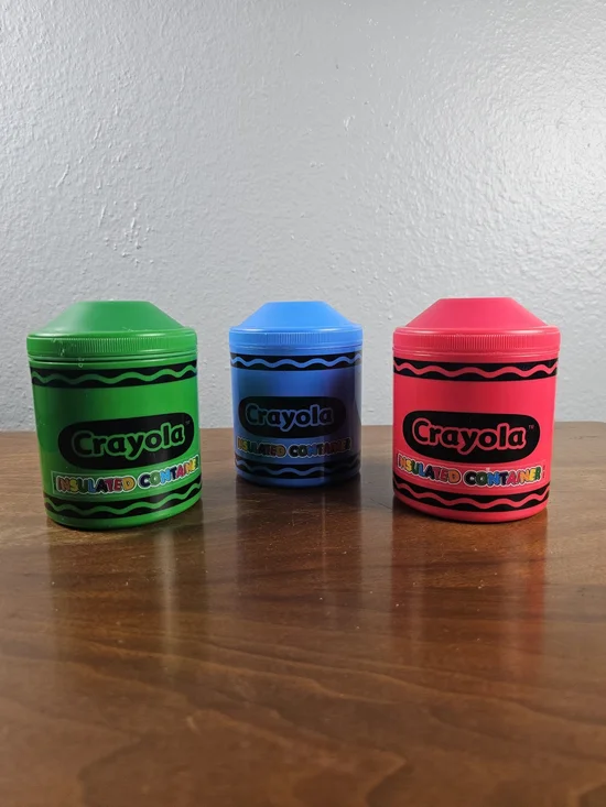 Crayola Thermos Storage Containers Set of 3 Red Green Blue with Screw on Lid