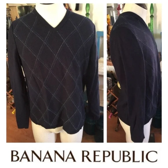 Blue Argyle Wool Sweater