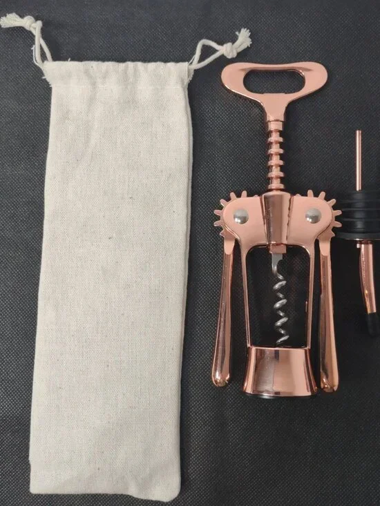 Copper Color Corkscrew W/ Wine Pourer & Storage/Carry Bag NWOT