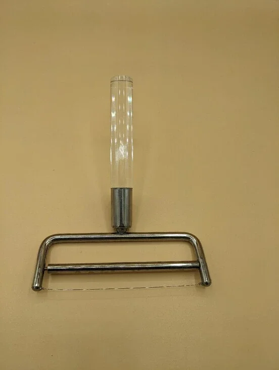 Vintage Cheese Slicer Metal Wire   Roller Clear Acrylic handle Japan Pre-owned