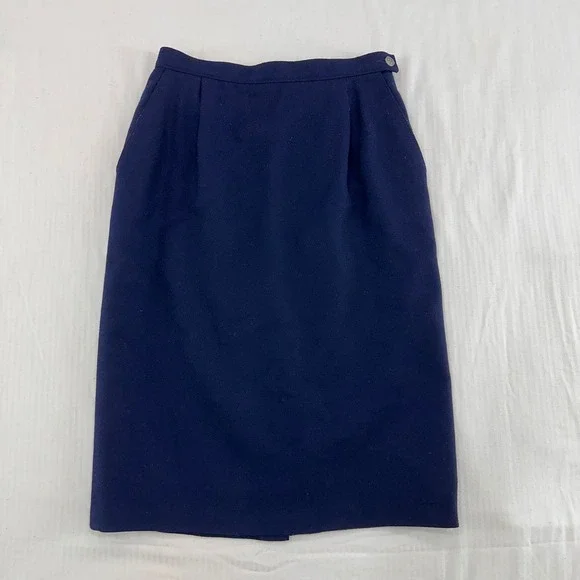 Vintage Pendleton Petite Wool Pencil Skirt 6 Navy Blue P566-203‎ | Dark Academia