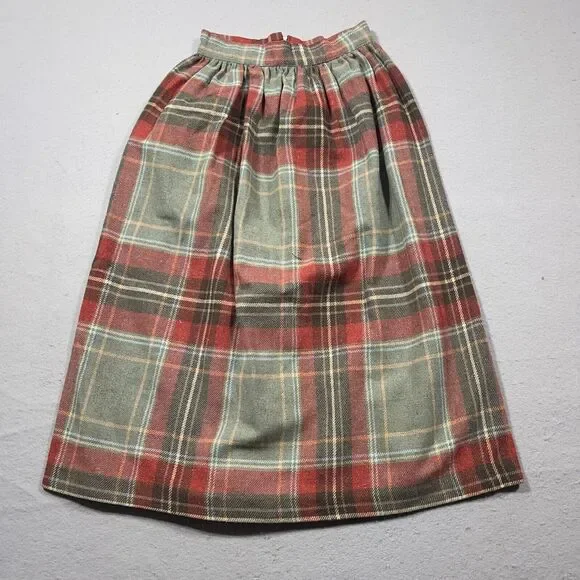Vintage Skirt‎ Womens 7/8 Red Plaid Maxi Modest Classic Preppy Union Made