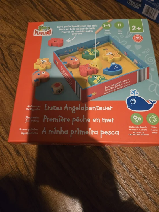 Playland First Fishing Adventure Wood Fishing Game - Orange/Blue/Yellow