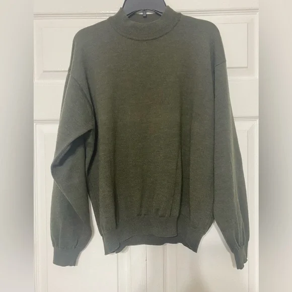 Brandini Men's Olive Green Mock Neck Sweater 100% Pure wool size XL