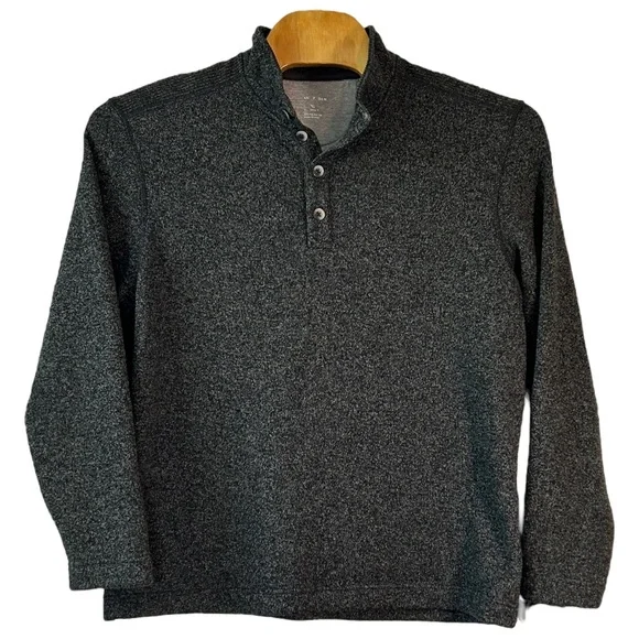 Van‎ Heusen Men's Sweater Fleece Long Sleeve 1/4 Button Mock Neck   Sz XL