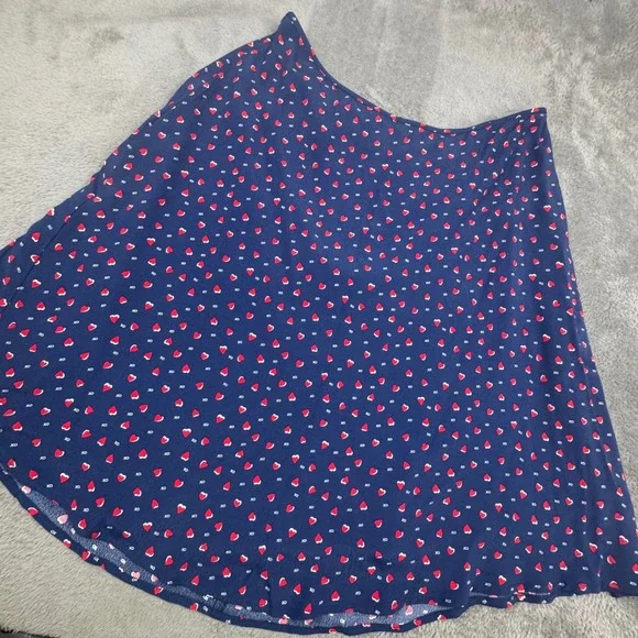 Talbots A-Line Skirt Women 14 Navy Heart XO Print Excellent Valentine Romantic