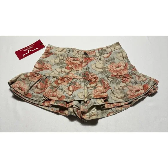 Kimes Ranch Tulia Skort Western Cowgirl Cowboy Hat Floral Horse Riding NWT New