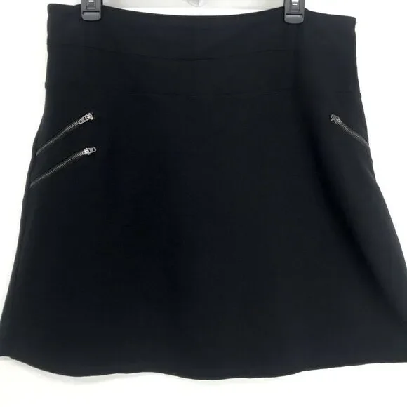 Athleta Black Triple Pocket Zipper Athleisure Athletic Casual Sporty Skirt