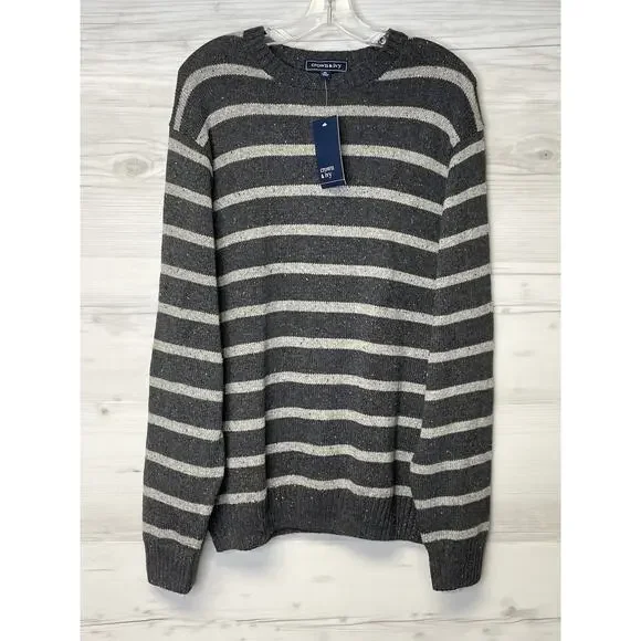 Crown & Ivy Sweater Mens XL Dark Gray Heather Striped‎ Pullover Crewneck NWT