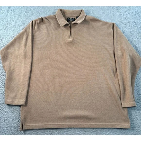 J. Riggings Sweater Men's‎ XL Beige Quarter Zip Knit Sports Performance Preppy