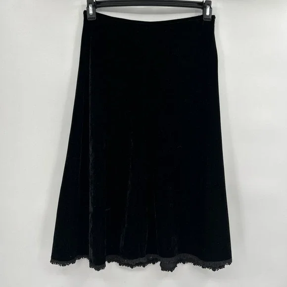 Vintage 90s Womens Black Velvet Skirt Size S Whimsigoth Witchy Vamp Romantic