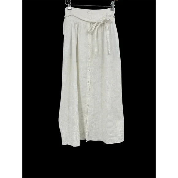 Joie Womens Gauzy Cotton Midi Skirt Size M White Coastal Resort Beachy Preppy