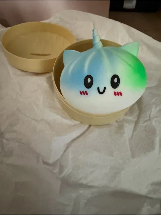Rainbow Unicorn Cat Squishy Toy - Blue & Green