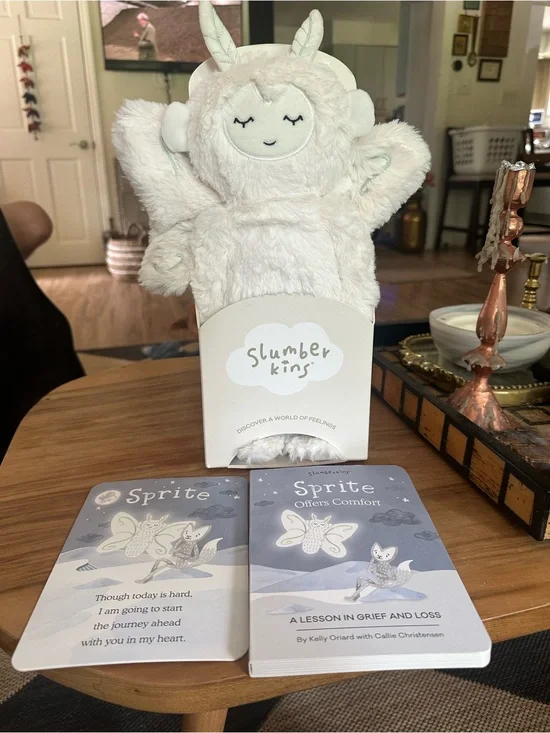New Slumberkins stuffed Sprite offers comfort for grief book flash card 14”tall