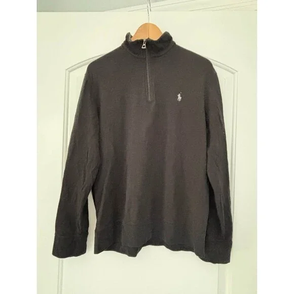 Polo Ralph Lauren Performance Men's Quarter Zip Pullover Sweatshirt Black Medium