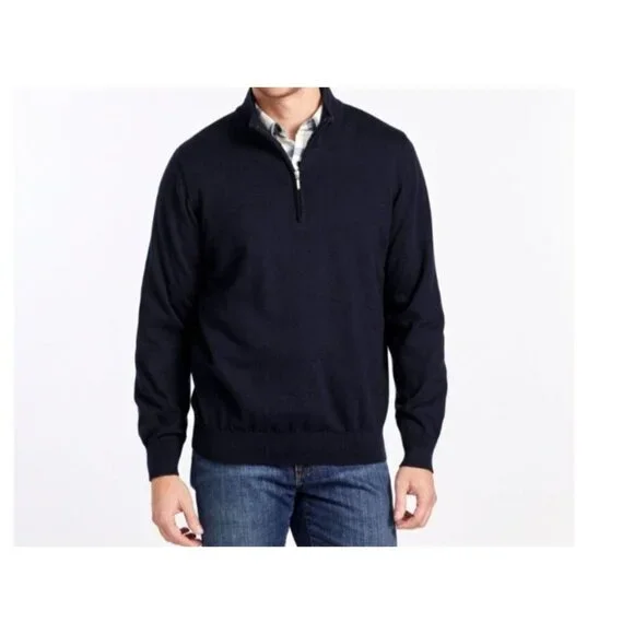 LL Bean Cotton Cashmere Super Soft Lightweight Preppy Sz XL Polo Sweater Green