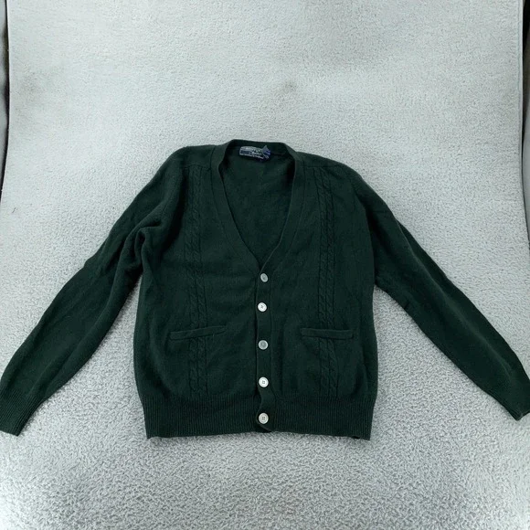 Vtg Woodstock International by Bernard Sweater Mens M Green Lambswool Cardigan‎