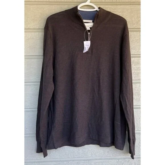Joseph Abboud Mens 100% Merino Wool 1/4 Zip Pullover Black NWT Size XL