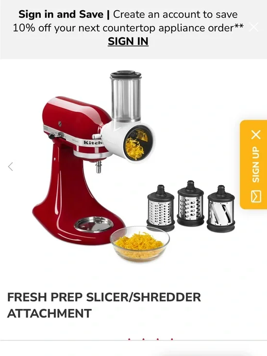 KitchenAid Fresh Prep Slicer/Shredder Attachment - Red and White