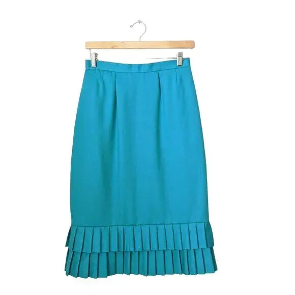 VINTAGE‎ Doncaster 90s 80s Womens Pleated Accordion High Waist Skirt Blue Size 6